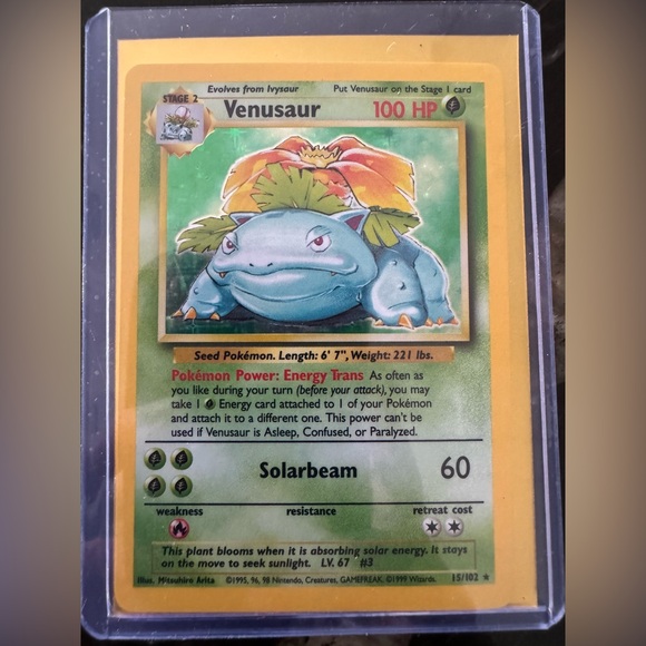 1990’s vintage holo base set Venasaur Pokémon card 15/102 - Picture 5 of 9